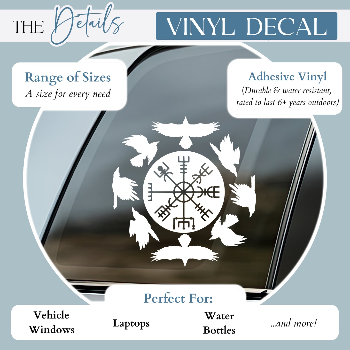 Ravens with Viking Compass Vinyl Decal
