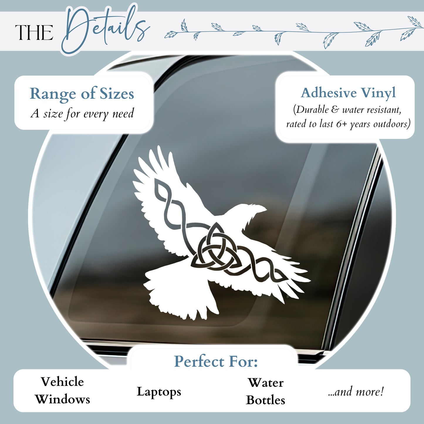 Raven with Celtic Knot Vinyl Decal