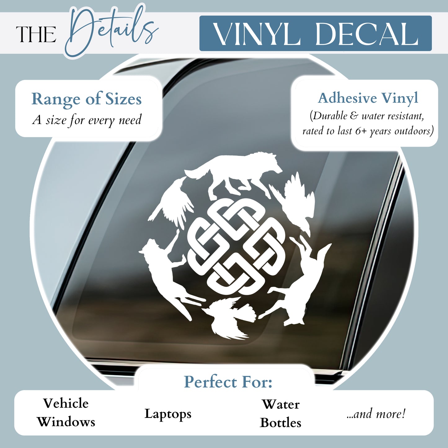 Norse Wolf with Celtic Knot Vinyl Decal