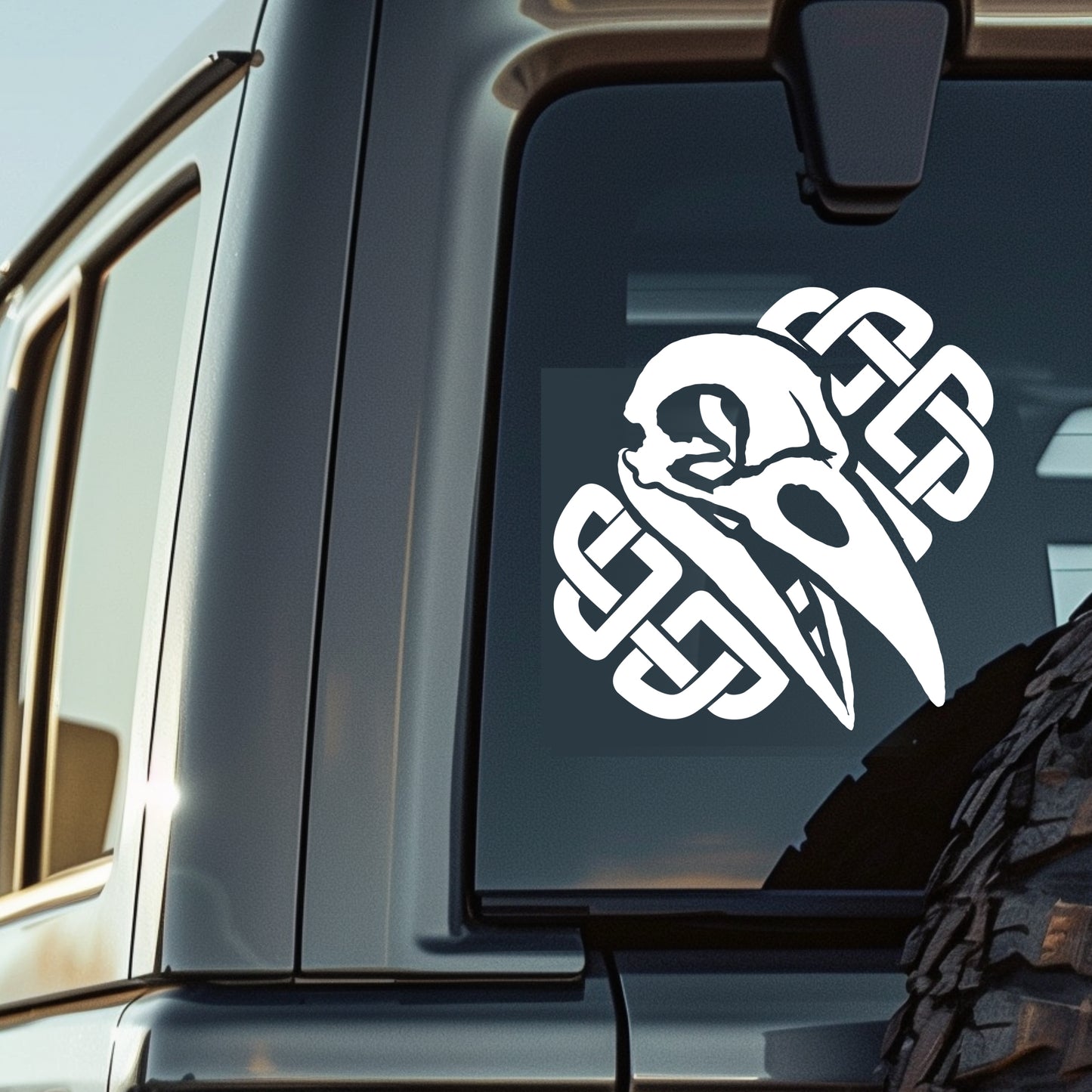 Raven Skull with Celtic Knot Vinyl Decal
