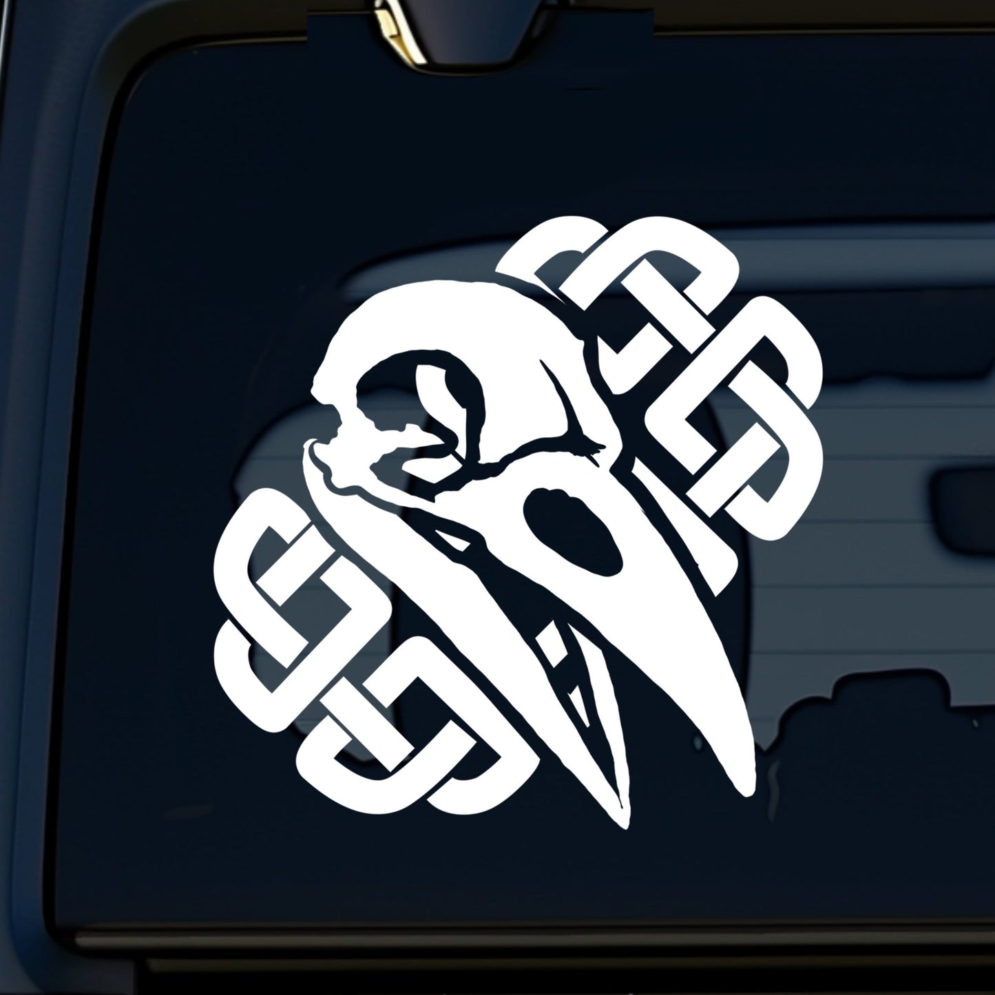 Raven Skull with Celtic Knot Vinyl Decal