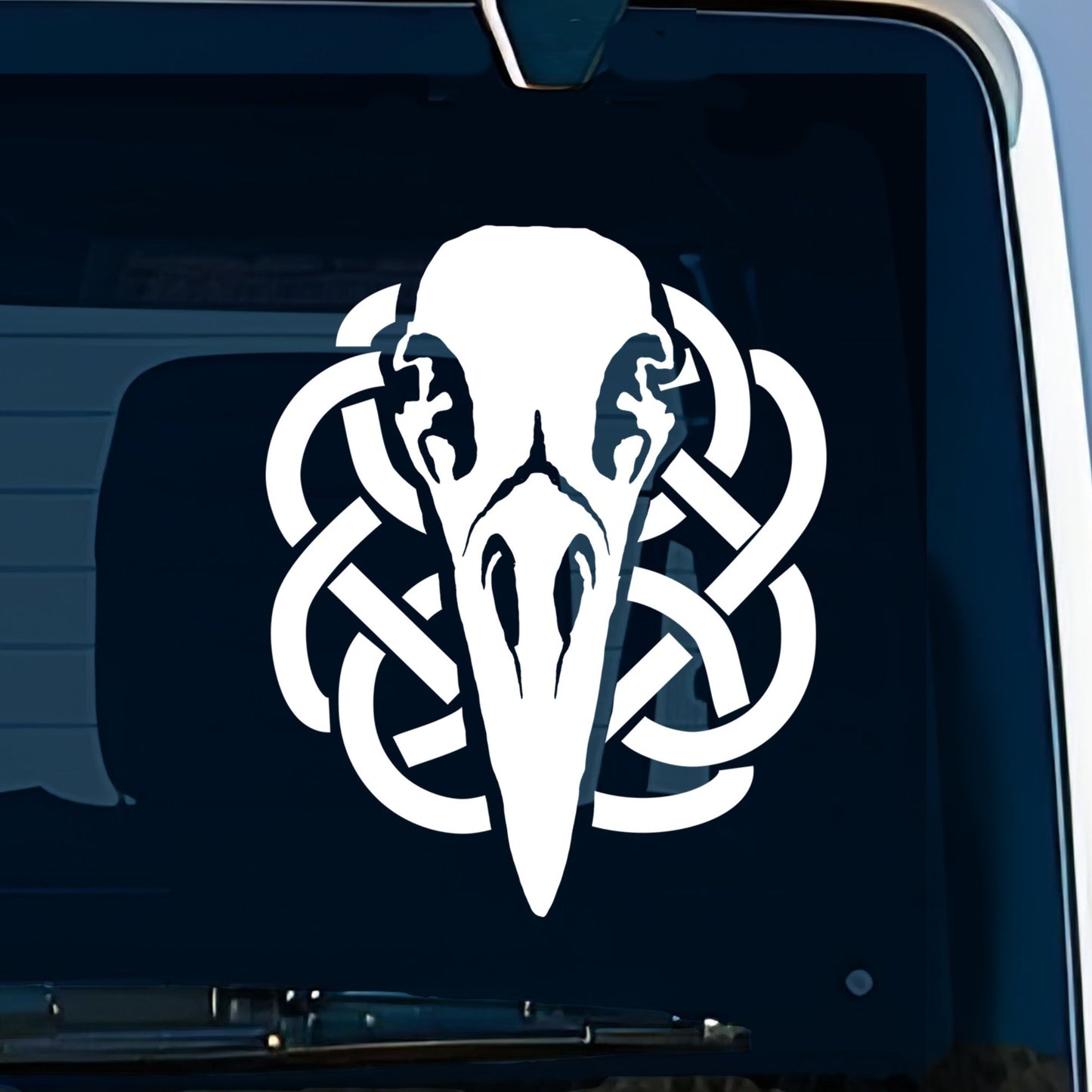 Raven Skull with Celtic Knot Vinyl Decal