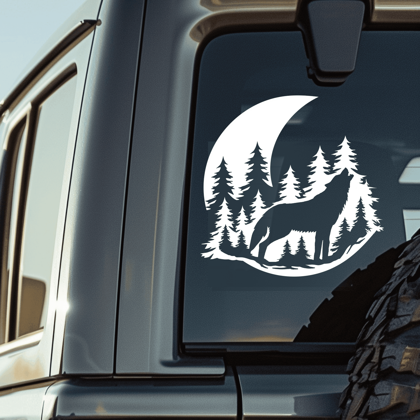 Howling Wolf Scene Vinyl Decal