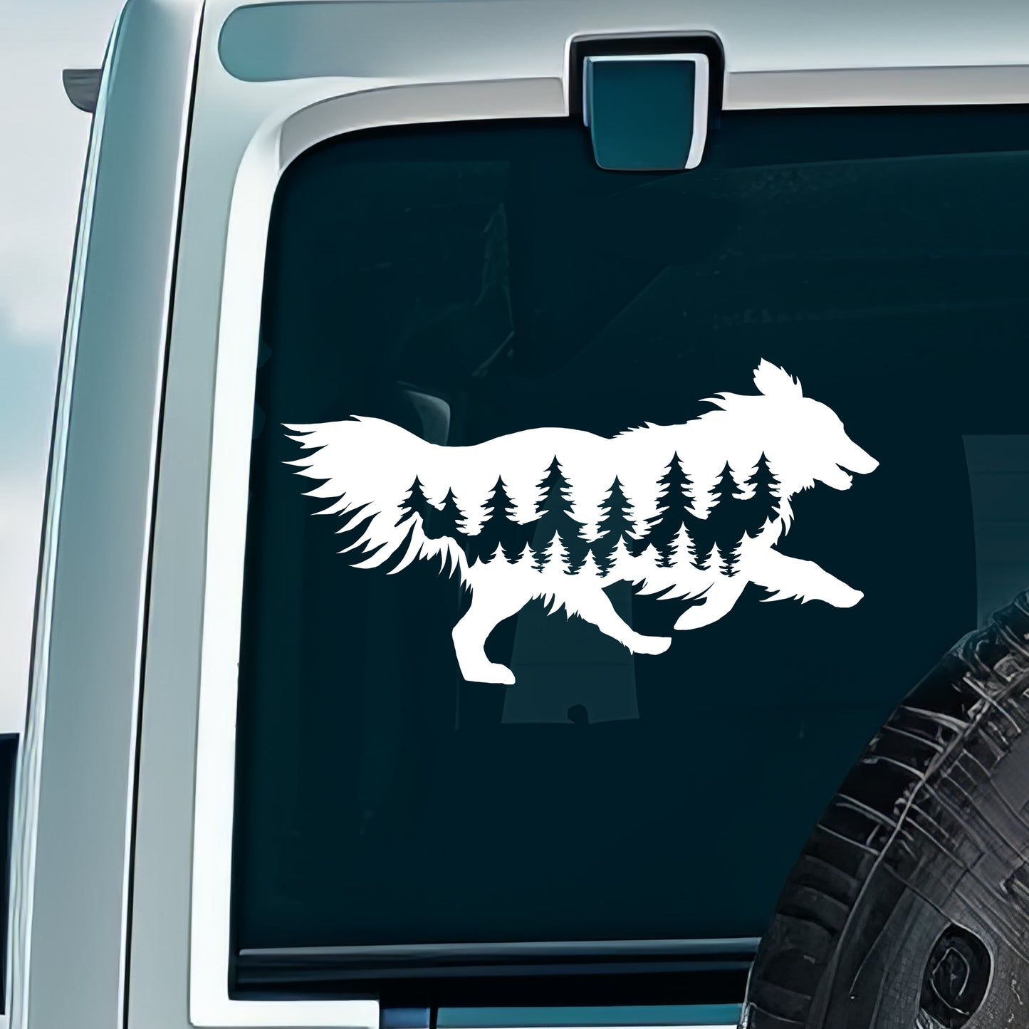 Running Sheltie Dog Vinyl Decal