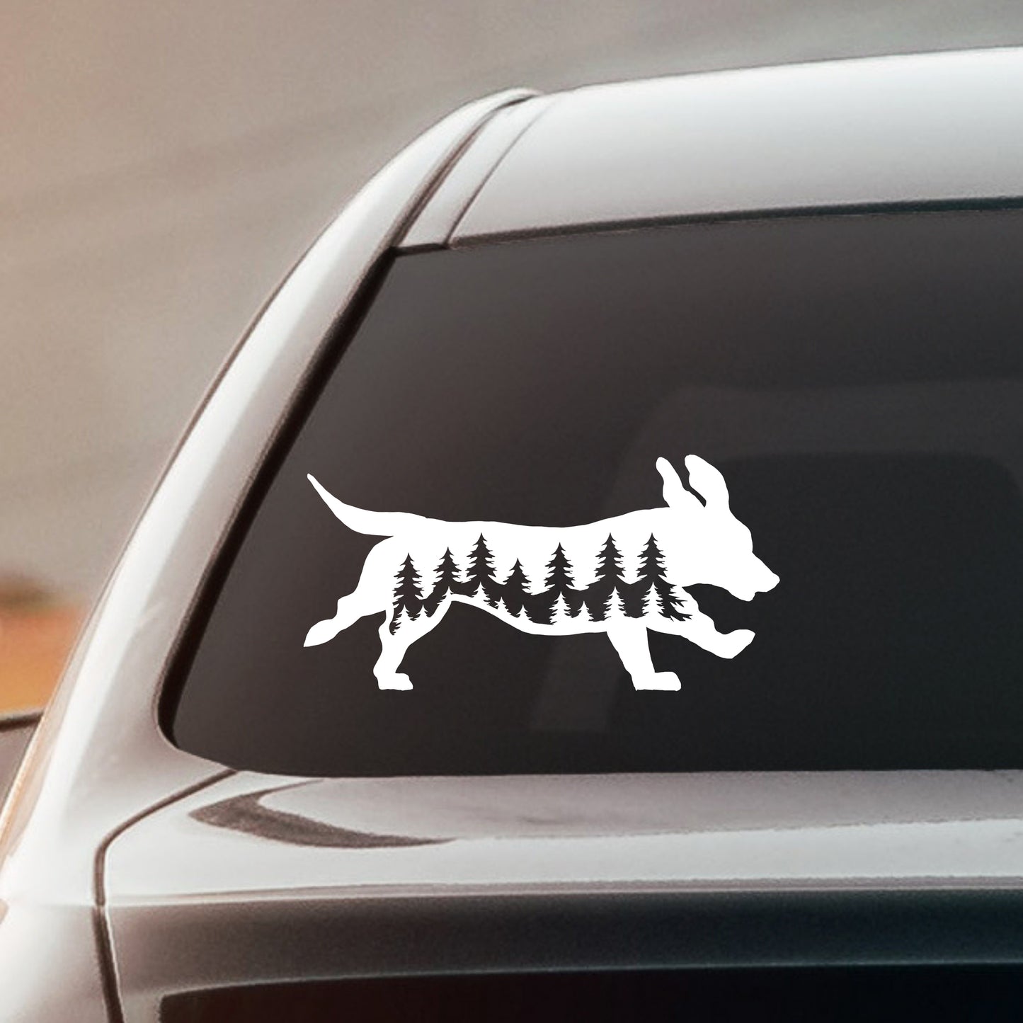 Running Basset Hound Dog Vinyl Decal