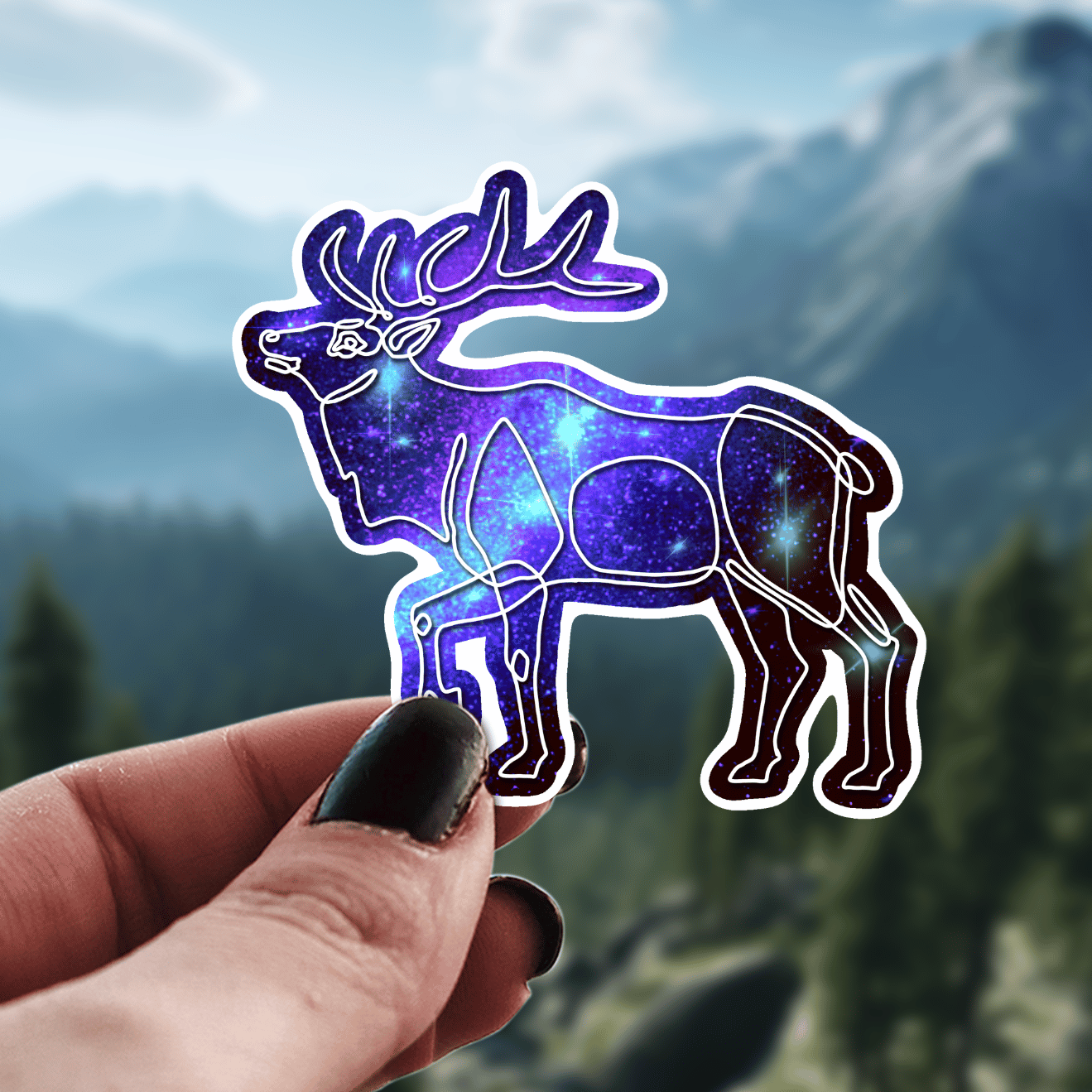 Galaxy Elk Sticker