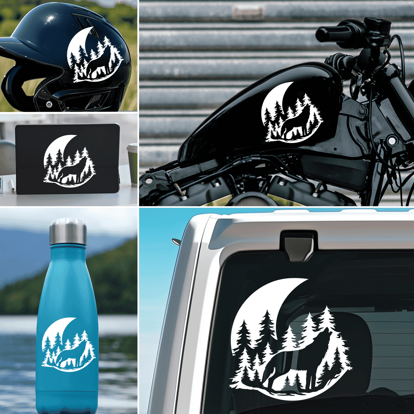 Howling Wolf Scene Vinyl Decal