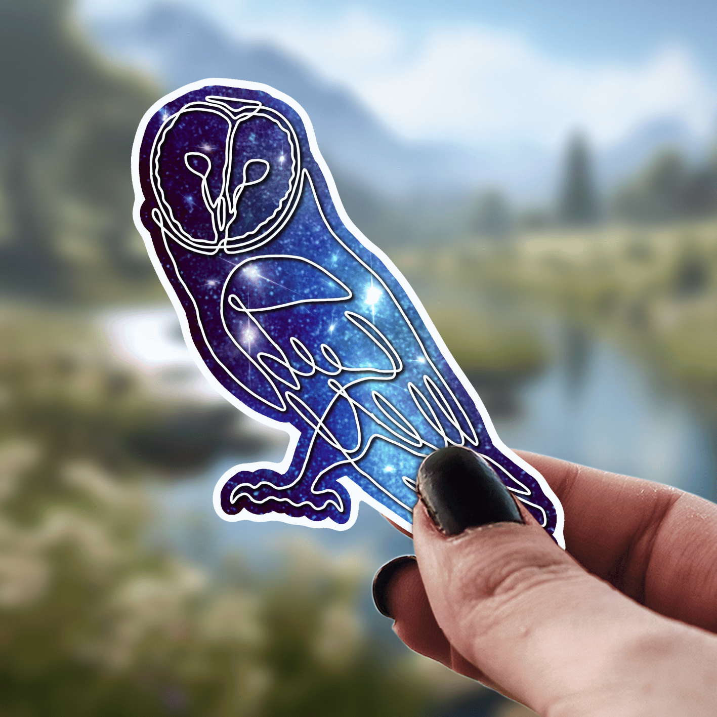 Galaxy Barn Owl Sticker