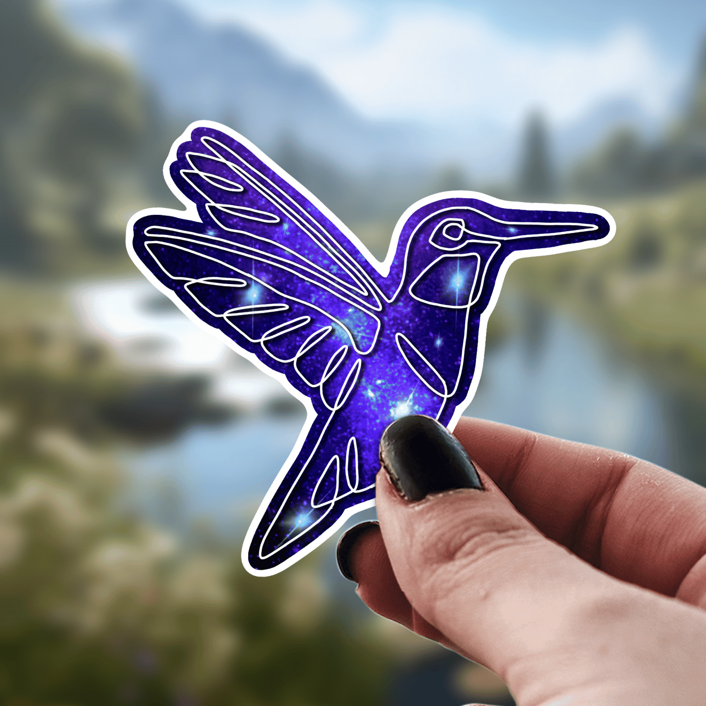 Galaxy Hummingbird Sticker