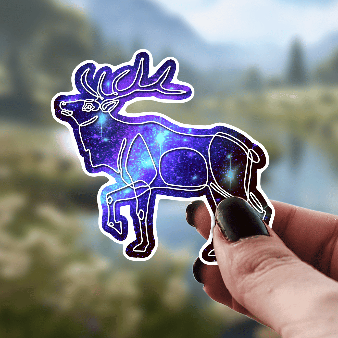 Galaxy Elk Sticker