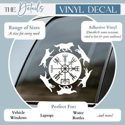Wolves with Viking Compass Vinyl Decal