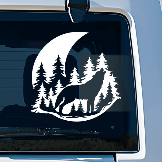 Howling Wolf Scene Vinyl Decal