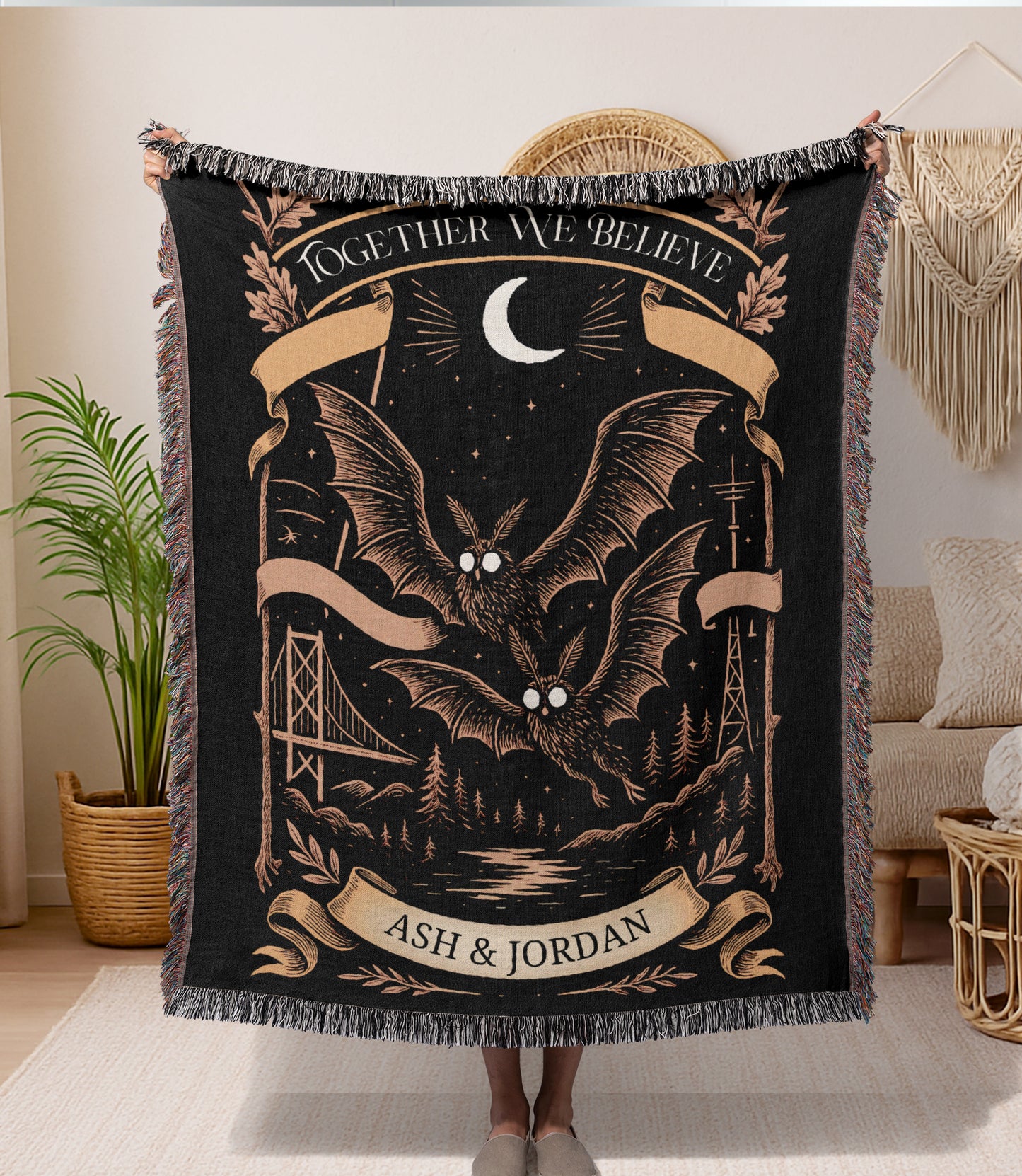Personalized Mothman Woven Blanket