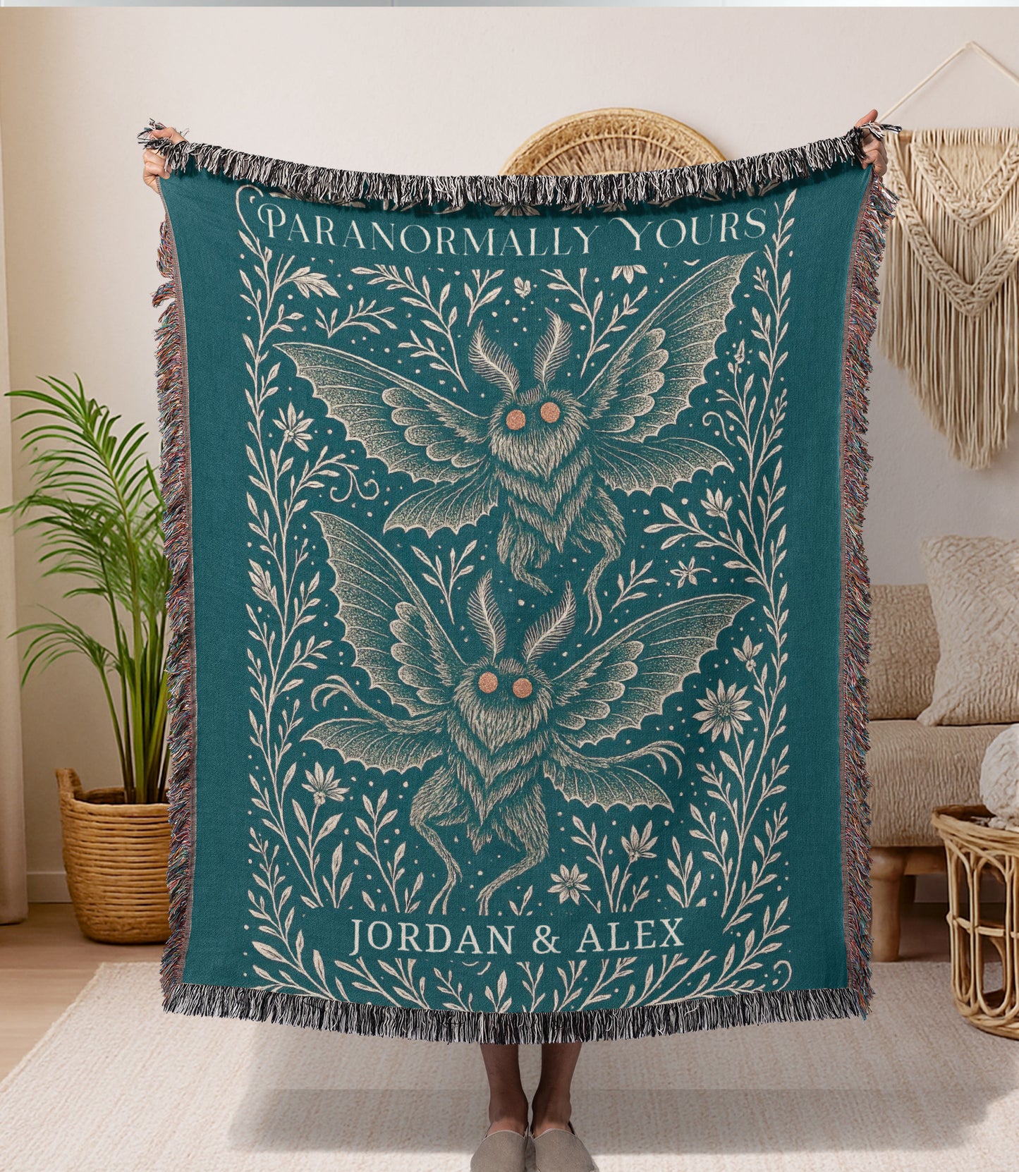 Personalized Mothman Woven Blanket