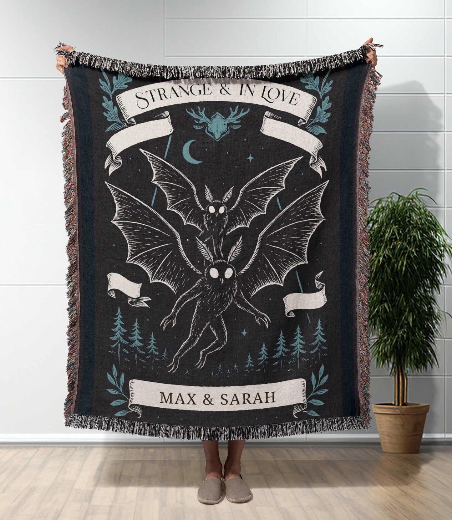 Personalized Mothman Woven Blanket