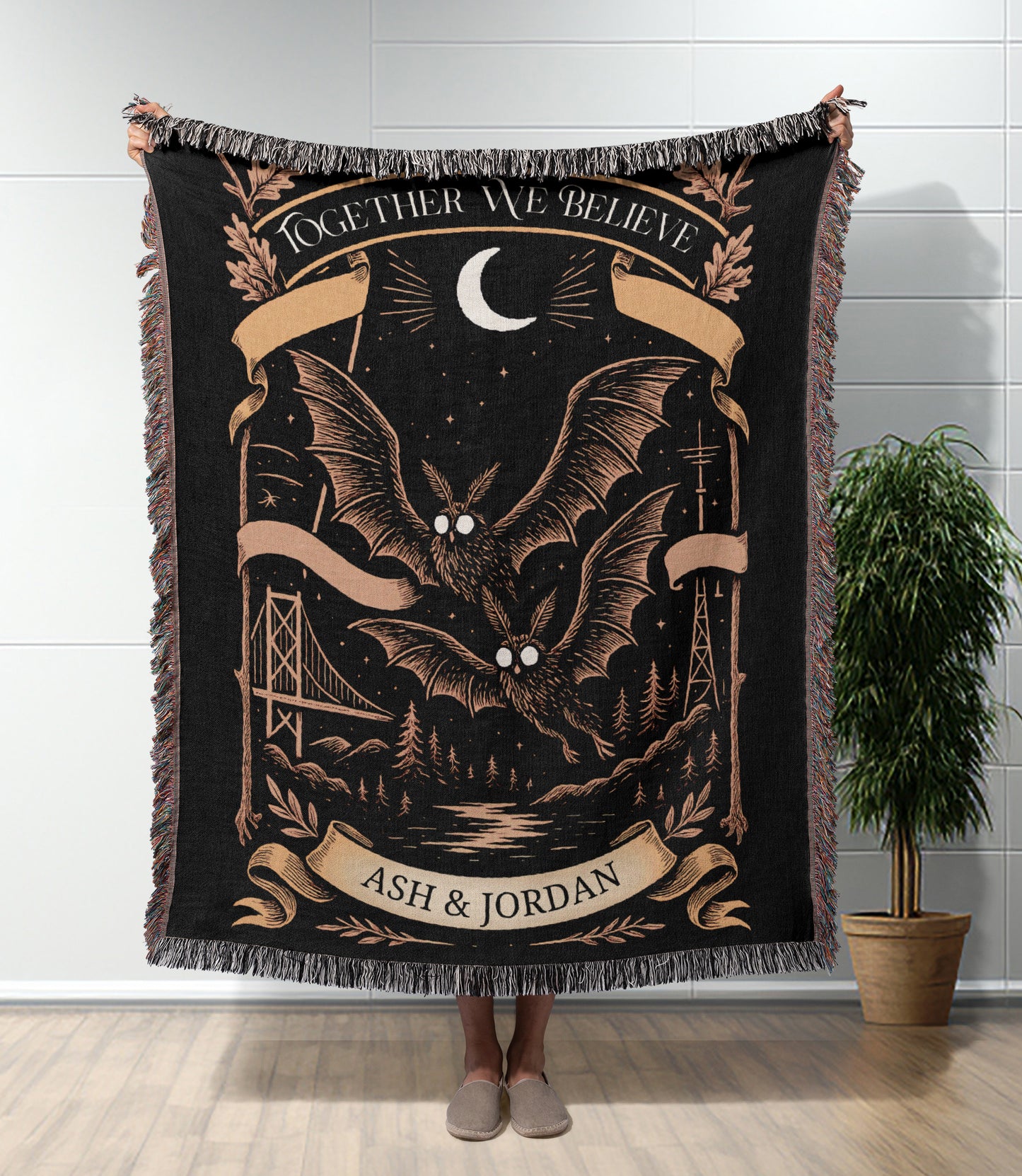 Personalized Mothman Woven Blanket