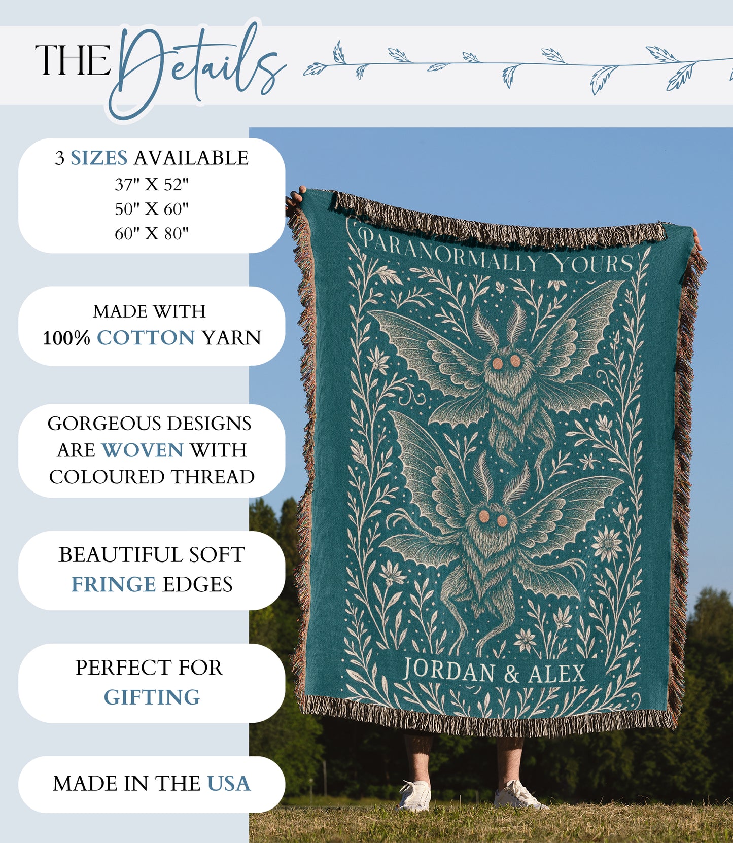 Personalized Mothman Woven Blanket