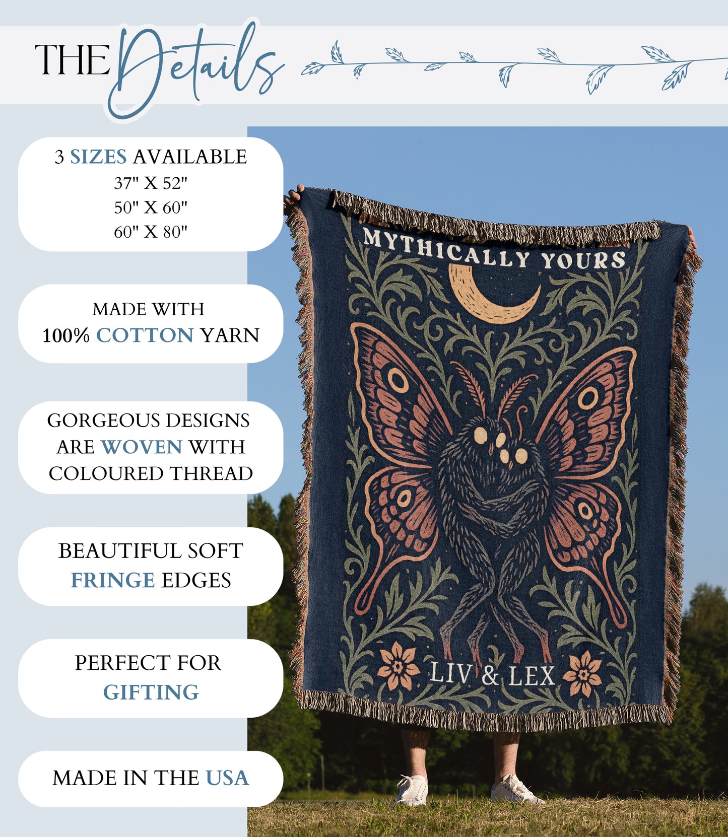 Personalized Mothman Woven Blanket