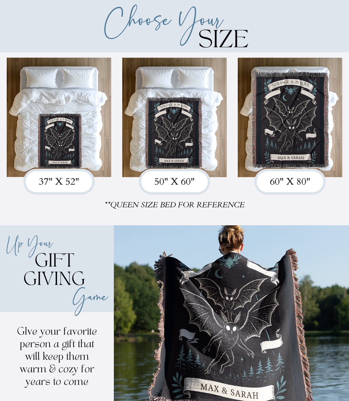 Personalized Mothman Woven Blanket