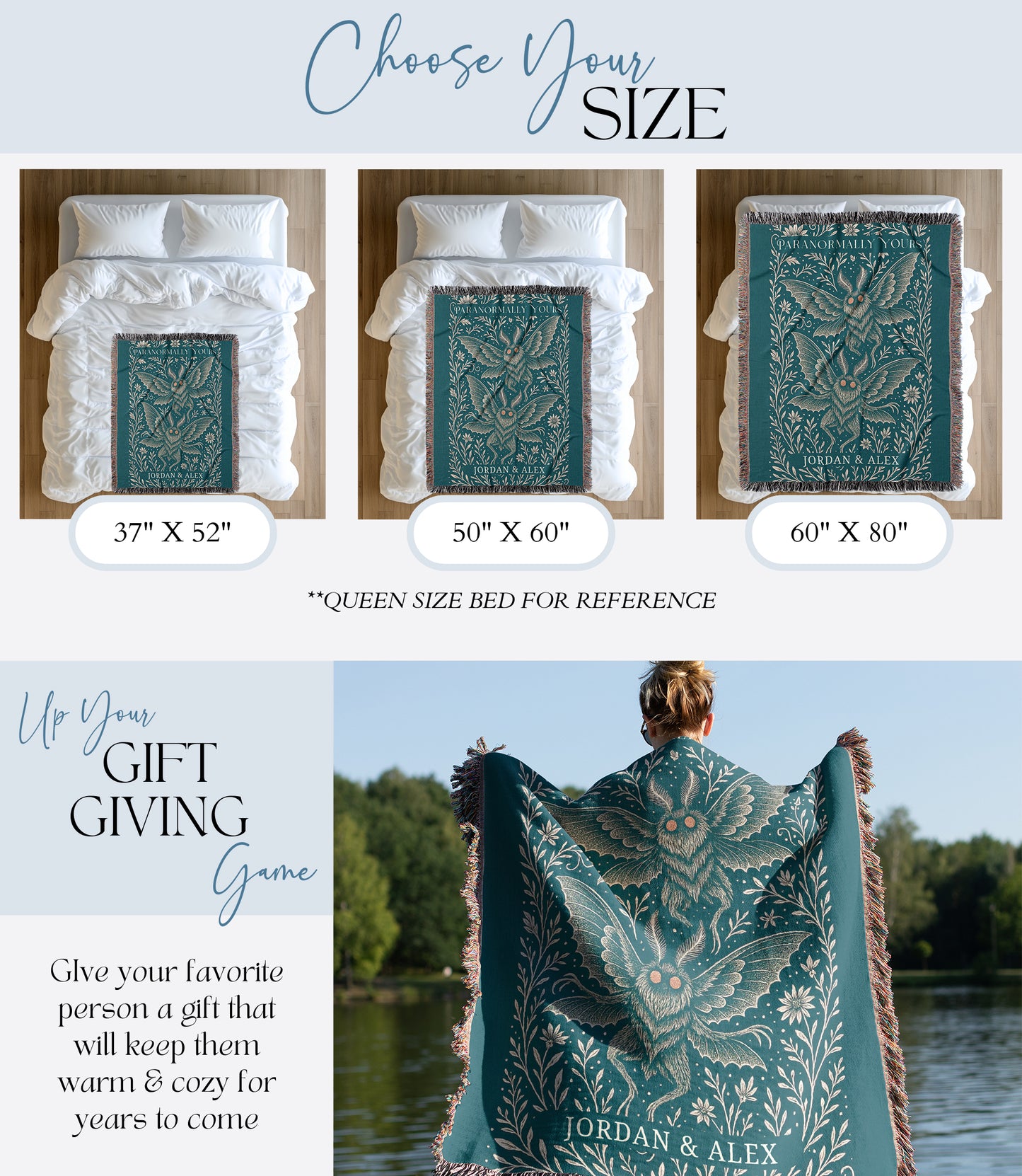 Personalized Mothman Woven Blanket