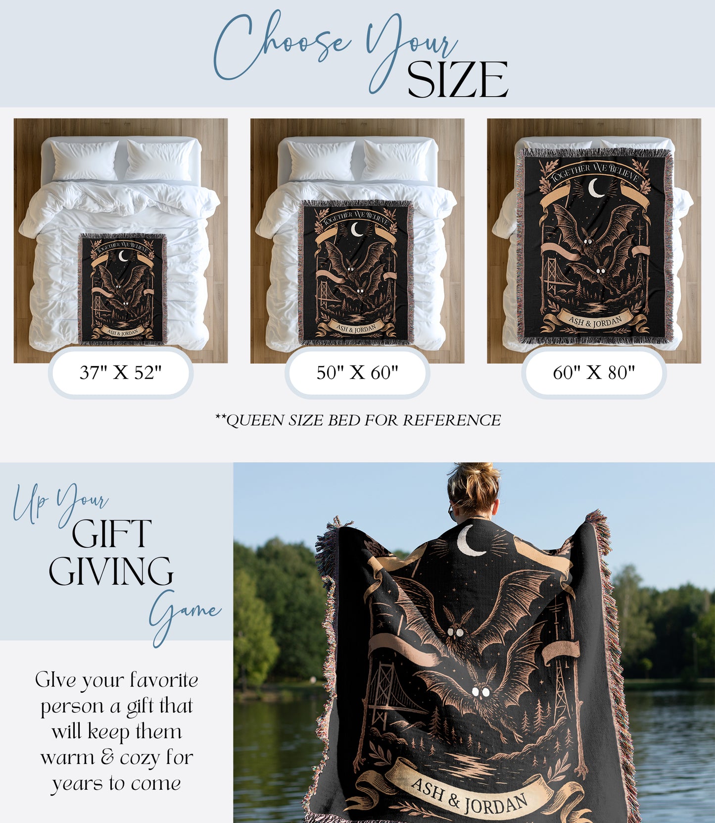 Personalized Mothman Woven Blanket