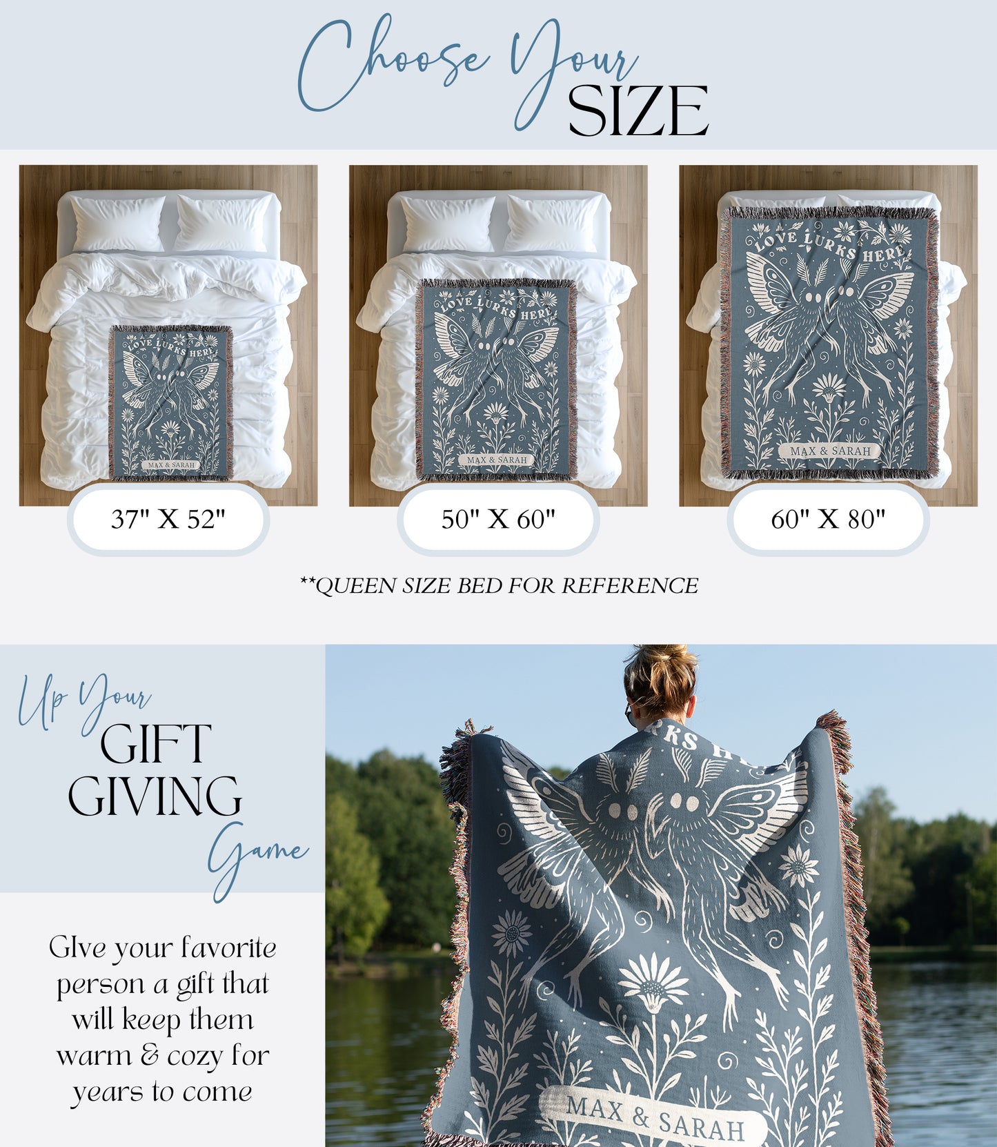 Personalized Mothman Woven Blanket