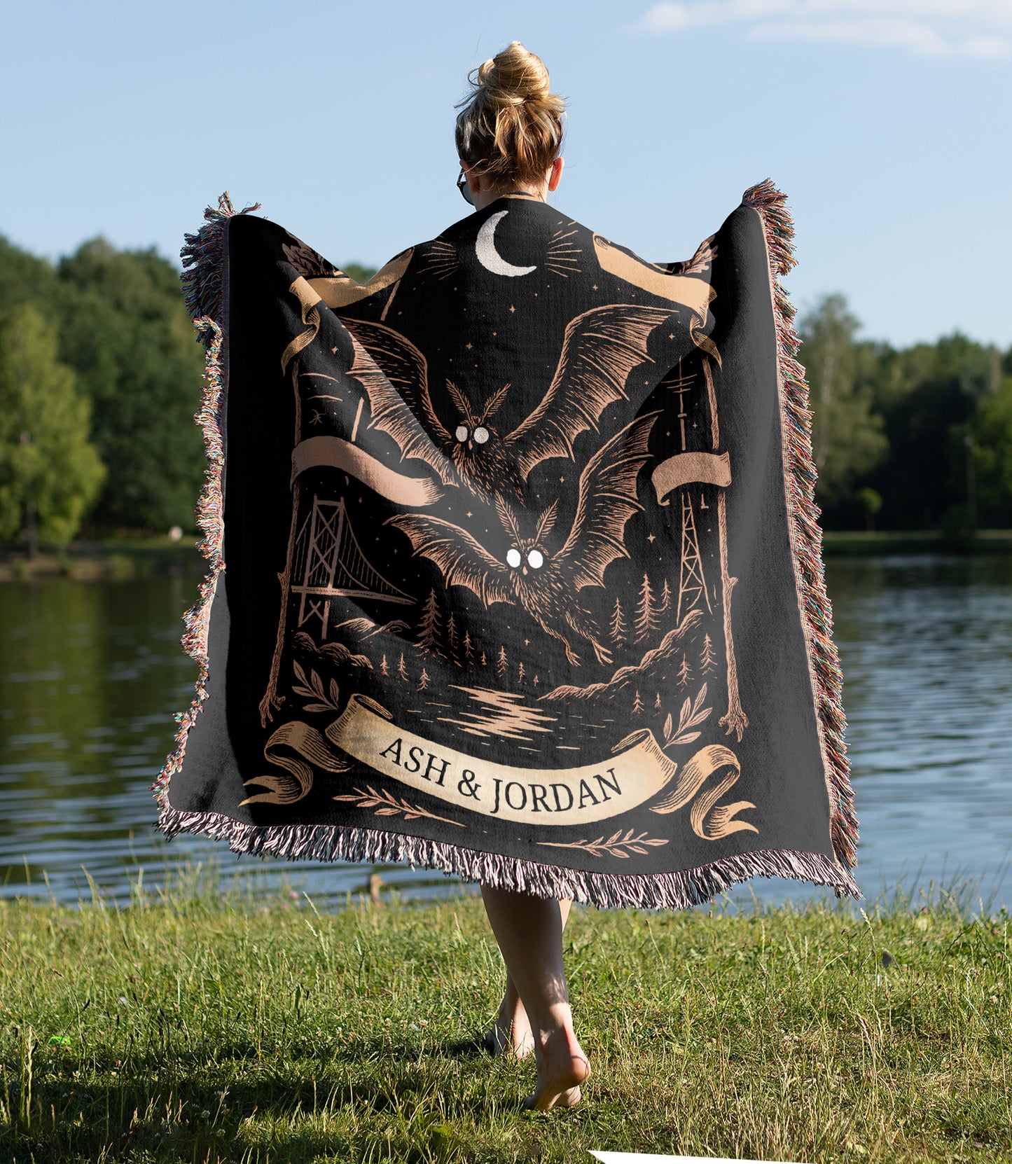 Personalized Mothman Woven Blanket