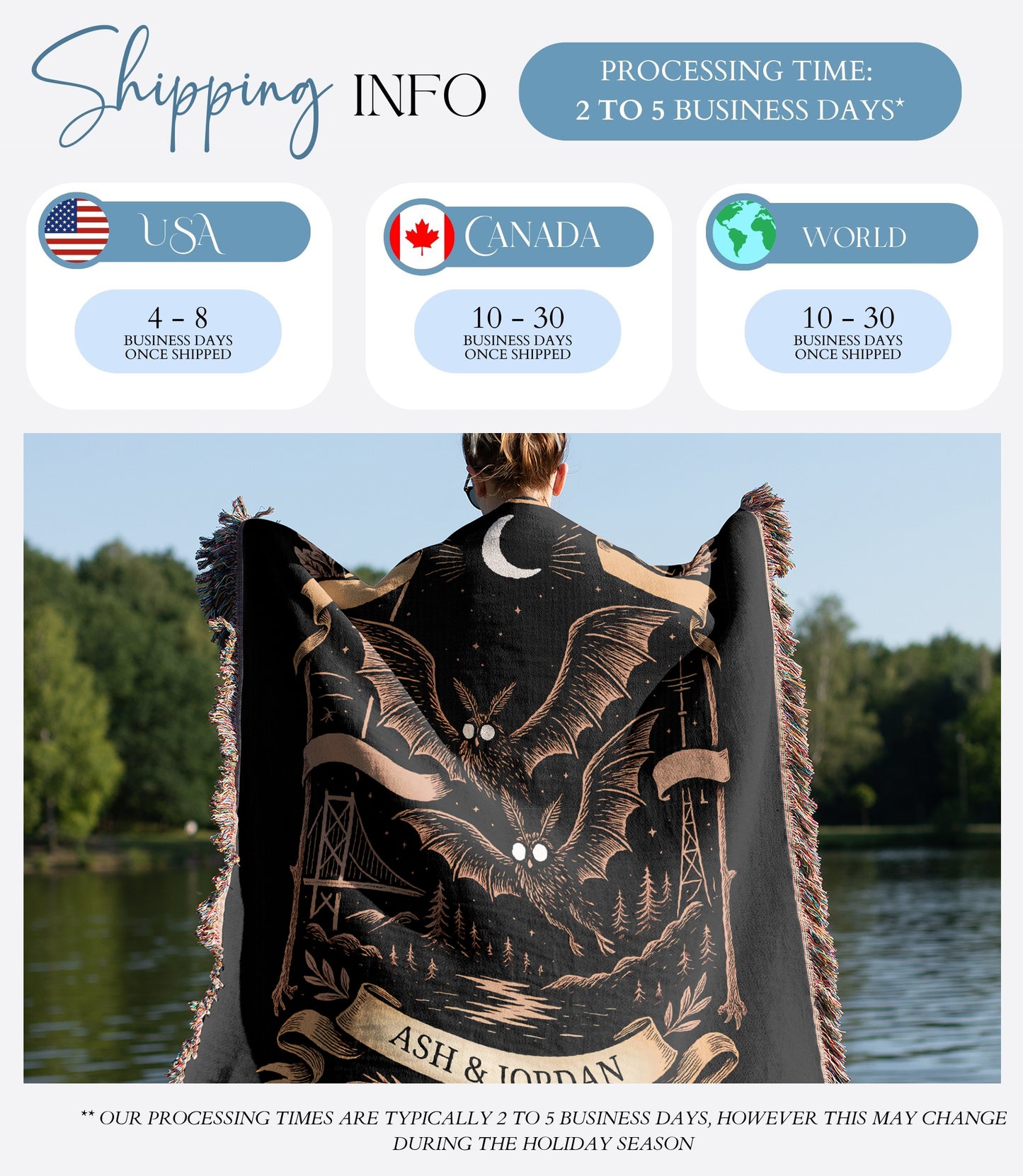 Personalized Mothman Woven Blanket